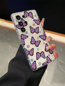 1个蝴蝶图案透明防摔手机保护套，TPU材质，适合作为节日礼物送给男士和女士，兼容三星手机 - 彩色 - 查看 4