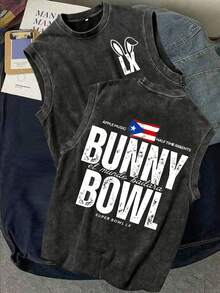 Faith Over Fear Printed  Men's Tank Top, 220g Heavyweight Pure Cotton Sleeveless Shirt, Soft And Comfortable Casual Lightweight Crew Neck Top Suitable For Daily Commuting, Gym Workouts, And Outdoor Activities In Spring And Summer. - 黑色9 - 查看 1