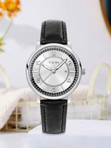 1 chiếc đồng hồ nữ TOMI thời trang, mặt số La Mã nhỏ, máy quartz, dây da, thích hợp cho sinh hoạt hàng ngày, ngày lễ, làm quà tặng, đi học, Halloween, ngày Valentine. - màu đen - Xem 4