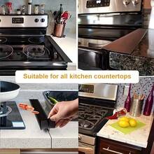 2 Pack For Stove & Cooktop Compatible Silicone Stove Gap Covers - 25-Inch Heat-Resistant Oven Gap Filler, Black Stovetop/Counter Seal, Easy-Clean Gap Guard (Fits Between Stove & Cabinet Edges) - Black - View 5