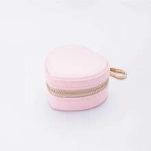 1pc Mini Jewelry Box, Heart-Shaped Jewelry Storage Box With Keychain And Zipper Closure, Convenient Jewelry Case - Multicolor - View 8