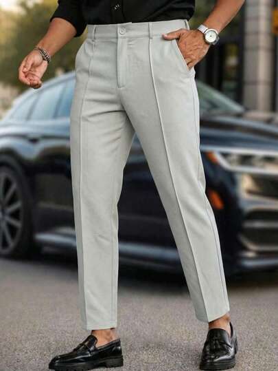 Pantalones casuales para hombre, gris claro, para uso diario