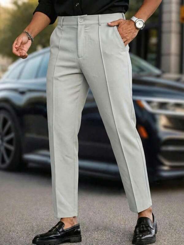 Calça Casual Masculina, Cinza Claro, Uso Diário