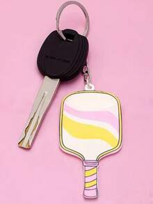 Móc khóa vợt Pickleball in họa tiết sọc và hoa nhiều màu sắc - Chất liệu kim loại bền chắc, phụ kiện túi thể thao đáng yêu, phù hợp với chìa khóa xe và túi xách, món quà hoàn hảo cho phụ kiện thể thao dành cho nam và nữ | Móc khóa vui nhộn | Móc khóa kim loại - Nhiều màu - Xem 9