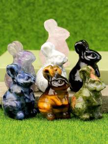Rabbit Natural Crystals Carving,Creative Animal Home Decoration/Easter Special Gift Ornament, Very Good Natural Decoration,Room Decor - Color - View 7