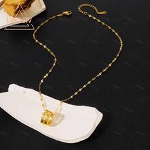 Titanium Steel Necklace, New Chinese Style Versatile Minimalist Personalized Copper Coin Necklace, Women's Elegant Luxury Lightweight Coin Pendant Clavicle Chain - Gold - View 2