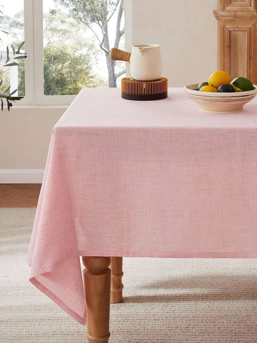1/36pcs Elegant Solid Color Tablecloth, Skin-Friendly Absorbent Reusable, Suitable For Valentine's Day Picnic, Party, Living Room, Dining Room, Home Decor - Pink - View 1
