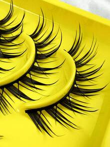 6 pares de pestañas postizas de zorro con efecto húmedo, pestañas falsas de anime para cosplay, pestañas dramáticas con efecto húmedo, extensiones de pestañas, herramienta de maquillaje, tiras de pestañas - Negro - Ver 6