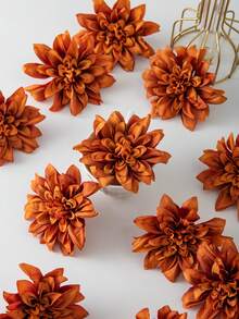 5 PIEZAS Flores artificiales de dalia simuladas de color champán con tallo, flores artificiales de seda, adecuadas para decoración del hogar, centro de mesa de comedor de primavera, centro de decoración de jardín al aire libre, fiestas, regalos, flores de muñeca de novia, decoración del Día de San Valentín y Día de la Madre, decoración de ramo de boda DIY y corona de flores - naranja - Ver 4