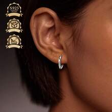 925纯银简约方晶锆石女士耳环 - 銀色 - 查看 2