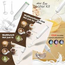 Espumador de Leche Recargable para Café con Juego y Soporte - Batidor Eléctrico de Mano para Espuma de Leche, Ideal para Frappe, Latte y Matcha, Mini Mezclador Portátil - Manzana blanca - Ver 3