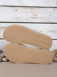 Beach Woven Hollow-Out Flat Sandals, Summer - Apricot - View 2