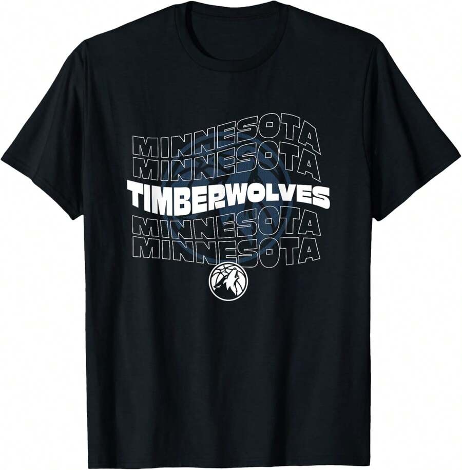 Minnesota Wave Outline Team T-Shirt - 黑色 - 查看 1