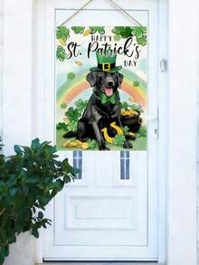 1pc St. Patrick's Day Clover Garden Flag, Double-Sided 30x45cm, Outdoor Small Welcome Green Clover Holiday Yard Flag - Green Hat Dog - View 6