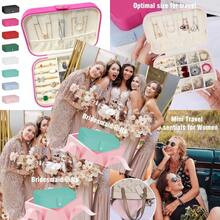 Organizador pequeño para joyas de viaje de 24 agosto mini artículos esenciales de viaje para mujeres joyero pequeño para niñas de 8 a 12 regalos de dama de honor regalos de cumpleaños para mujeres-B032 - Largo, rosa intenso - Ver 3