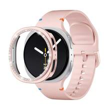 2件套闪亮保护壳，兼容三星Galaxy Watch 8 40mm/44mm (2025) 配件，钻石边框硬质PC保护套，适用于Galaxy Watch 8，运动表带兼容三星Galaxy Watch 8/8经典表带 40mm/44mm (2025) - 无缝隙硅胶软防水Galaxy 8表带，男女通用 - 矽膠 - 查看 21