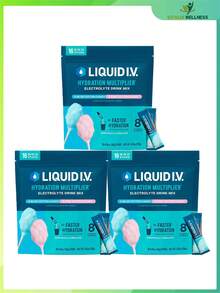 Liquid I.V. Hydration Multiplier - Cotton Candy - Hydration Powder Packets | Electrolyte Powder Drink Mix | Convenient Single-Serving Sticks | 8 Vitamins & Nutrients | 1 Pack (16 Servings) - 3 cái - Xem 1