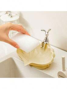 1个创意皂碟，沥水皂托，贝壳造型皂架，浴室皂架，肥皂收纳架，浴室配件 - 無 - 查看 5