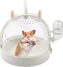 Portable Small Pet Travel Cage With Water Bottle - Ideal For Hamsters, Guinea Pigs & More (White) - White - View 1