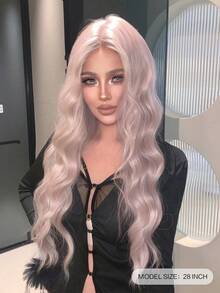 Encaje para la frente 4 * 1, peluca rizada con encaje para la frente, peluca rizada rosa, 30 pies de largo, peluca natural y realista para uso diario. - Rosa - Ver 2