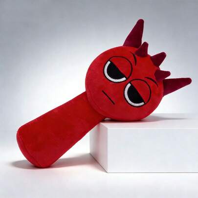 Incredibox Sprunki Plush Toy,  9.5inch Red Devil Horns Stuffed Doll With Sleepy Half-Closed Eyes & Neutral Expression, Soft Long Handle Cuddle Buddy For Kids & Game Fans, Perfect 2026 New Year/Christmas/Birthday Gift For Boys & Girls, Ideal For Bedroom Decor & Collection