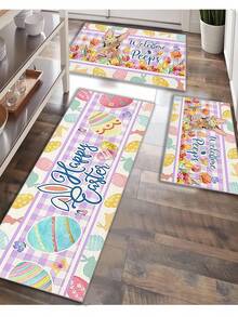 Easter Kitchen Mat Set, Happy Easter Kitchen Rugs, Pink And Blue, Animal Pattern, Non-Slip And Anti-Tripping, Multiple Sizes - Multicolor - View 12