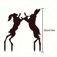 1 Piece Of Metal Rust Brown Rabbit Ground Insert, Easter Rabbit Silhouette Insert Garden Grass Flowerpot Holiday Decoration Item - Rabbit - View 6