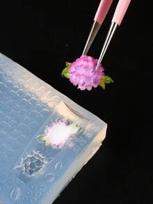 1pc Floral Silicone Nail Art Mold, High Relief Wedding Hydrangea Template, Reusable Gel Nail Stamping Tool, DIY Nail Salon Supplies - Clear - View 5