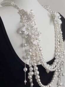 1 chiếc dây đeo eo nhiều lớp tua rua ngọc trai tối giản thời trang, dây đeo eo hình bướm và ngọc trai độc đáo, thanh lịch, sang trọng, gợi cảm, quà tặng ngày lễ cho nữ, trang sức dự tiệc cho nữ - Nhiều màu - Xem 3