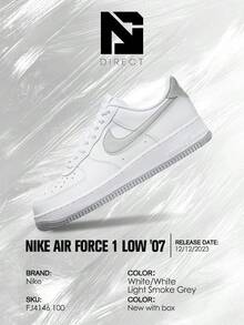 Nike Air Force 1 Low '07 White Light Smoke Grey – Men's Lifestyle Sneakers – Shoes For Man -Vintage-Spring & Summer-Inspired Running Shoes, Shock-Absorbing Comfort, Gym To Streetwear Casual Wear-Mother's Day Gifts-Father's Day Gift– FJ4146 100 - White/White/Light Smoke Grey - 查看 6