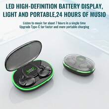 符合人体工学的隐形无线睡眠耳机 TWS，零延迟游戏耳机，带 LED 显示屏，轻巧便携，适合旅行和健身 - 彩色 - 查看 9