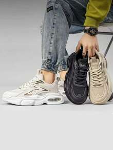 Zapatillas deportivas casuales para hombre con suela gruesa,Zapatillas de tenis con amortiguación de aire y suelas que absorben los impactos,Zapatillas deportivas de caña baja con malla transpirable,Suelas antideslizantes de goma con excelente resistencia al desgaste,Zapatos casuales de moda retro para hombre,Ideal para desplazamientos diarios, actividades al aire libre, reuniones, uso durante todo el año, muy práctico y con un estilo versátil para múltiples ocasiones - Beis - Ver 11