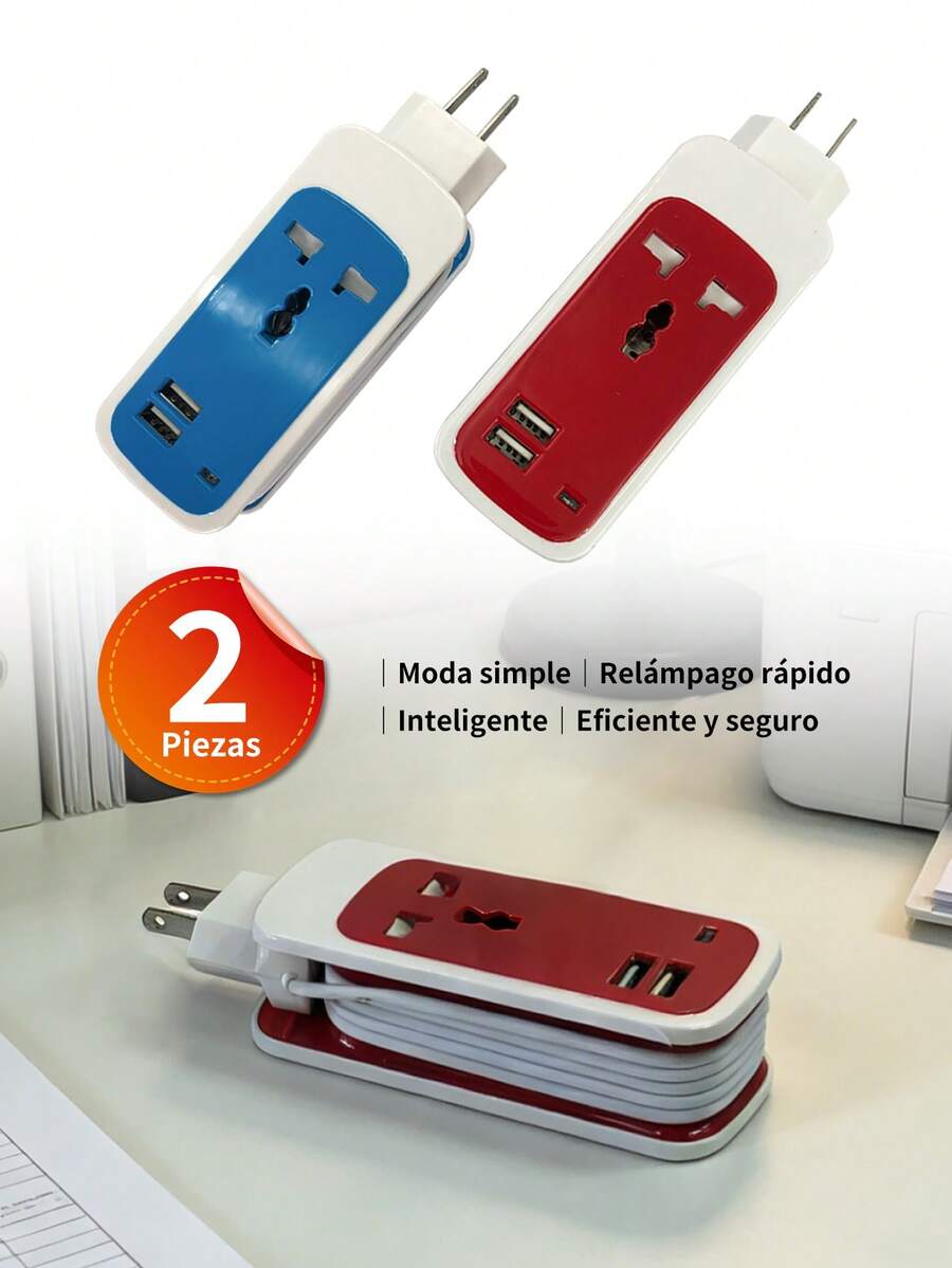 Power Strip, Outlet Extender, Power Strip 3 In 1 Socket, Portable Socket, 2 USB And 1 Socket, 110V, 750W, For Office, Bedside, Travel - View 1