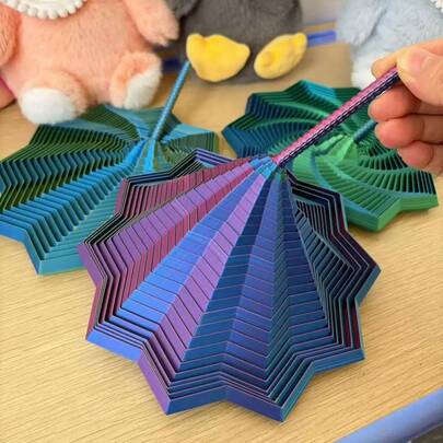 1Set/1pc 3D Printed Sensory Toy, 3D Printed Star Polygon Stress Relief Toy, Octagonal Handled Funny Toy, 3D Folding Structure, Finger Puzzle Toy, Desktop Decor, Entertainment & Relaxation Finger Toy, Visual & Auditory Soothing Toy, Desktop Decoration, Christmas Gift, Birthday Party Gift, Ideal Holiday Gift(Random Color)