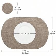 Oval Table Mats Set Of 6 Faux Leather Placemats Heat Resistant And Waterproof Brown - Brown - View 5