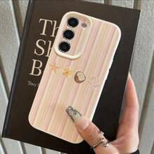 1 pezzo Custodia per telefono in materiale TPU, con motivo a righe rosa e giallo stile tropicale, compatibile con Samsung A05s, A12, A13, A14, A14 4G, A15, A21s, A23, A25, A32, A32 5G, A34, A35, A50s, A51, A52, A53, A54, A55, A71, A72, A73, S10, S20 FE, S20 Ultra, S21 Ultra, S22, S22 Plus, S23, S24, Redmi 10C, 12C, Note 10, 11, 12, 13, Pro Plus, Note 8, 9 Pro, custodia protettiva morbida - Bianco - Visualizzare 3