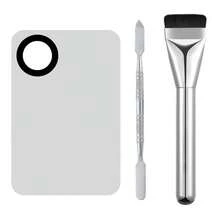 HMQ beauty Stainless Steel Foundation Make-Up Makeup Mixing Board Makeup Board Makeup Shovel Spatula Eye Shadow Nail Polish Makeup Tool - Silver - View 14