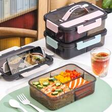 1 Pcs 304 Stainless Steel Lunch Box With Lid, Complimentary Spoons And Chopsticks, Student Cafeteria Dormitory Specific Lunch Box, Double-Layer Heated Lunch Box That Can Be Filled With Water, Perfect Holiday Gift - Màu xanh lam - Xem 3
