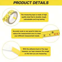 5m/3 Meters/2m/1m Selectable Self-Adhesive Measuring Tape, With Inch & Centimeter Scale, Dual-Sided Reading, 12.5mm Wide Soft Fit Ruler, Suitable For DIY And Sewing - Self-adhesive Measuring Tape - View 8