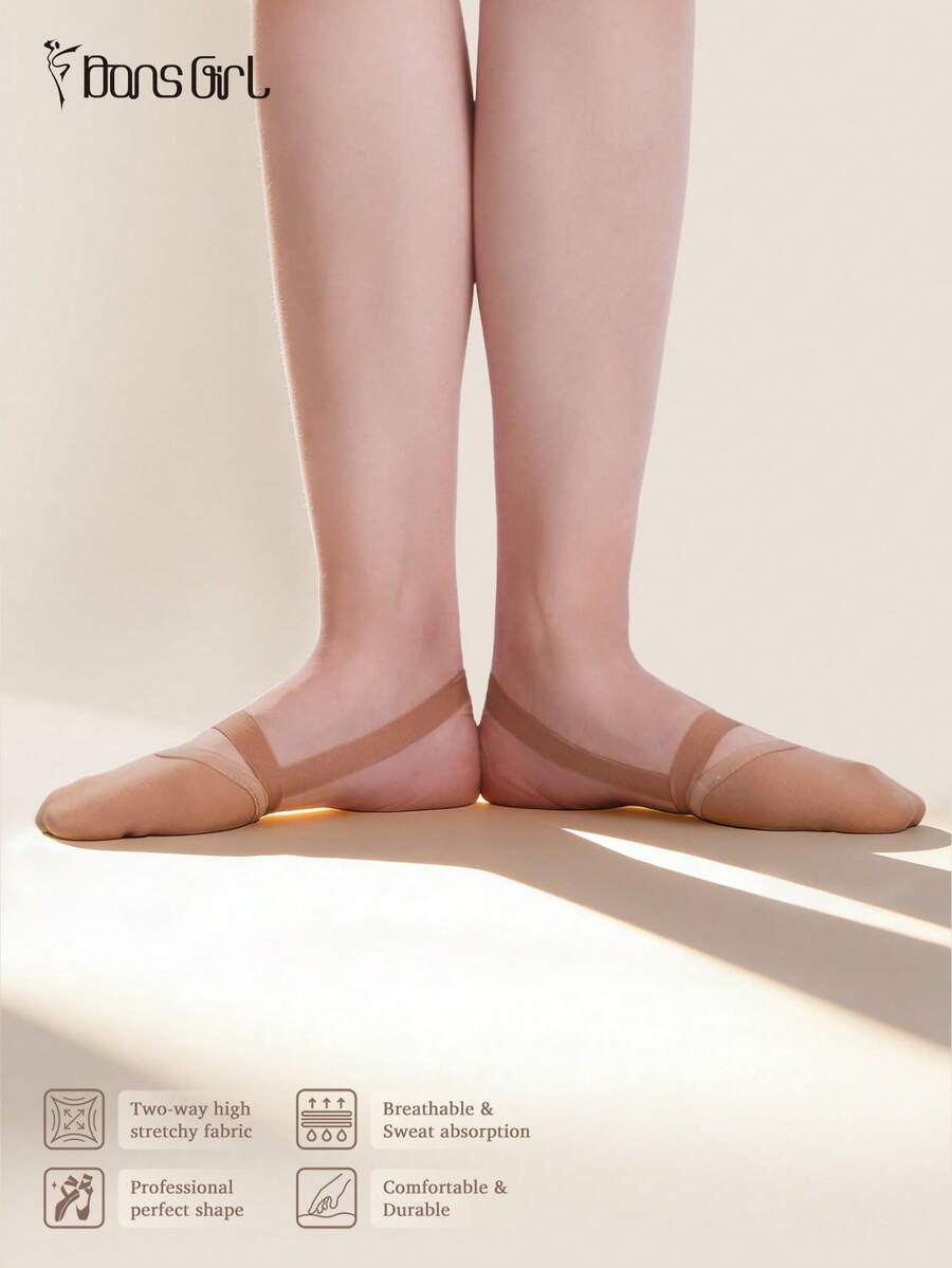 DonsGirl 1 Pair Of Professional Ballet Half Shoes For Dancers, Breathable Stretch Lyrical Dance Foot Thongs, Nude Half Sole Dance Shoes For Women Girls - Brown - View 1
