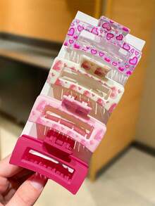 Multi-Color Heart-Shaped Hairpin For Women, A Fashionable And Versatile Hair Accessory, Suitable For Daily Casual Wear, Outings, Parties, Dates, And As A Gift On Valentine's Day. Women's Hairpin, Elegant Claw-Shaped Hairpin, Suitable For Both Thick And Fine Hair For Strong Grip, Firmly And Non-Slip, Does Not Fall Off. - Multicolor - View 5