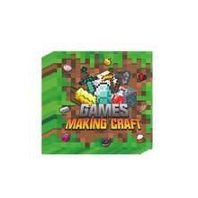 50件套我的世界主题生日派对一次性餐具套装，包括像素风桌布、纸杯、纸盘和刀叉 - 彩色 - 查看 8