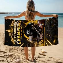 1pc Pittsburgh Football Helmet Design Beach Towel, Super Soft Microfiber Extra Large Beach Blanket, Super Absorbent Bath Towel, Suitable For Travel, Pool, Diving, Surfing, Yoga, Camping, Available In Multiple Sizes, Beach Accessories For Beach, Pool, Travel, Camping, Yoga Bathroom Decor - A - View 8