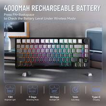 ATTACK SHARK X820Ultra 75% 无线机械游戏键盘，支持热插拔轴体，垫片式安装设计，RGB 背光，蓝牙/2.4G/有线连接，可自定义，配备智能 TFT 显示屏和旋钮，QMK 固件 - 彩色 - 查看 8