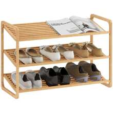 Bamboo Shelf, Shoe Rack, Entryway Shelf, 3-Tier Model, 30 Kg Load Capacity, Wood - Orange - View 7