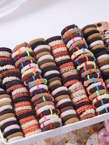 438 szt./zestaw wielokolorowych spinek do włosów z sztucznymi perłami i kwiatami dla dziewczynek, urocze spinki do włosów w stylu księżniczki, spinki do włosów z aligatora, elastyczne gumki do włosów, nieuszkadzające, odpowiednie do codziennego użytku i do szkoły - Wielokolorowe - Zobacz 5