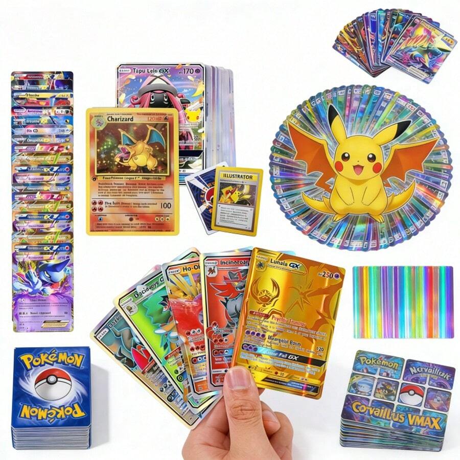 100/200/300pcs (Random Patterns) Cartoon Character Collectible Cards, Monster Rare Collection Cards, Gradient Skin Tone Cards, Great Graduation Gift! - Multicolor - View 1