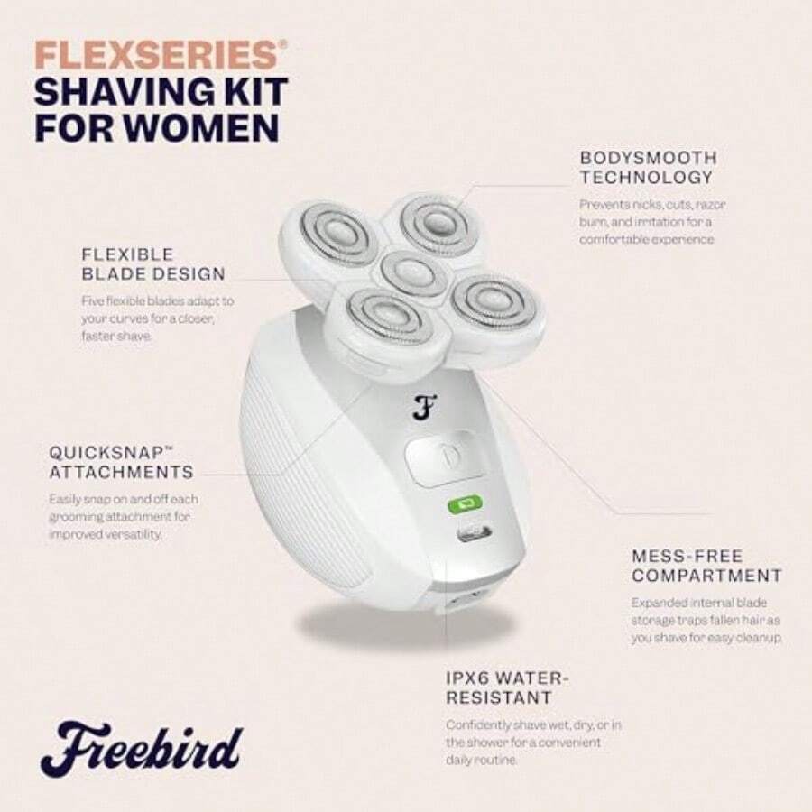 Afeitadora Eléctrica Flexseries para Mujer Cortadora de Bikini y Pelo Corporal para Piel Sensible y Piernas Suaves Blanco - Blanco - Ver 1