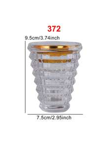 1pc Plaid Glass Lined Gold Incense Burner. Modern Luxury Fragrance Diffuser. Glass Teacup Shaped Incense Holder. Suitable For Home Decor, Patio, Balcony, Outdoor Space, Indoor Tabletop, Windowsill, Homestay, Cafe, Etc. - Multicolor - View 7