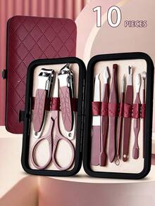 VCHOSE 7/10/12/20pcs Stainless Steel Nail Clipper Set, High Precision Manicure Kit With Nail File, Stylish Portable Nail Care Set For Fingernails And Toenails - Red - View 8